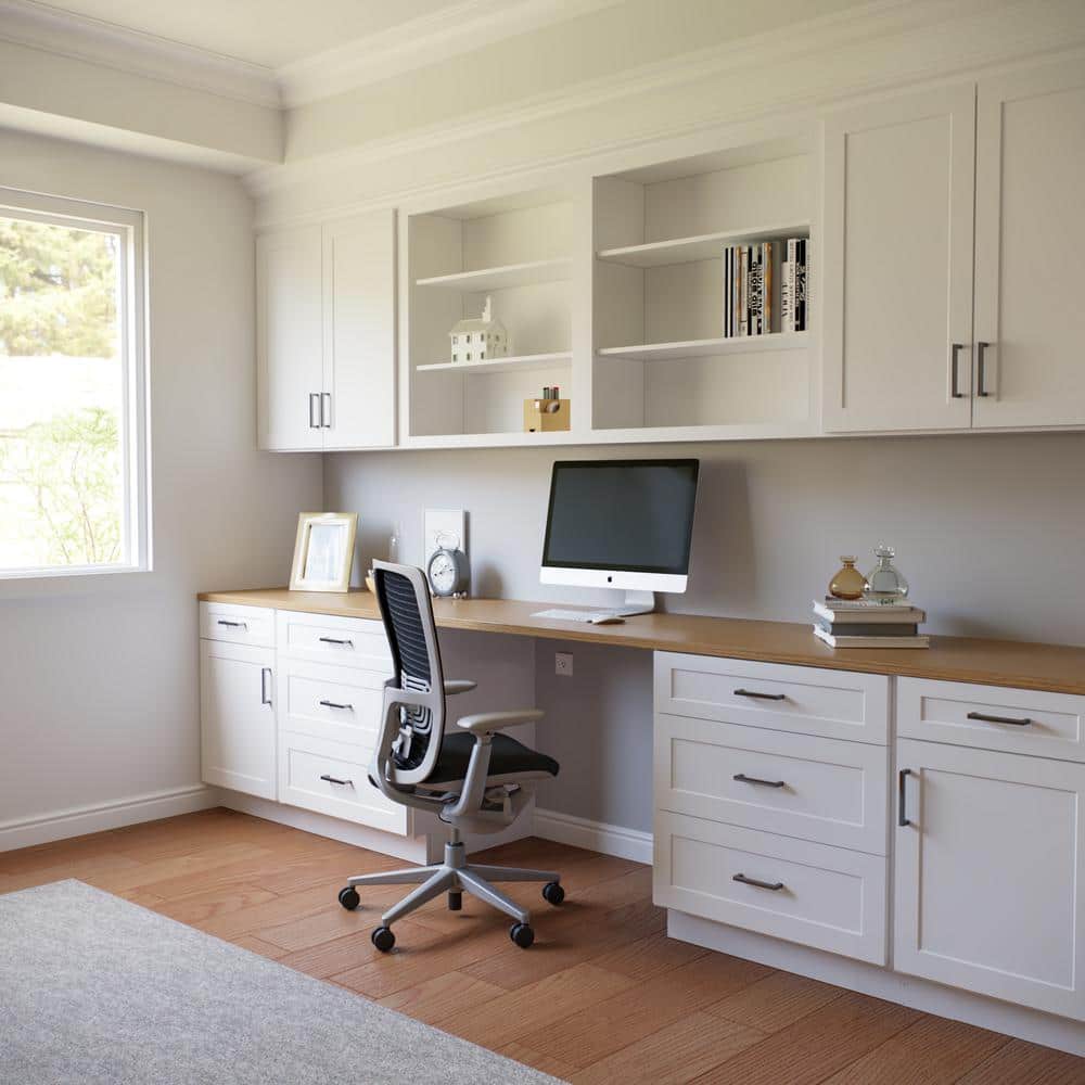 Shaker White Solid Wood 3-Drawer Base Kitchen Cabinet