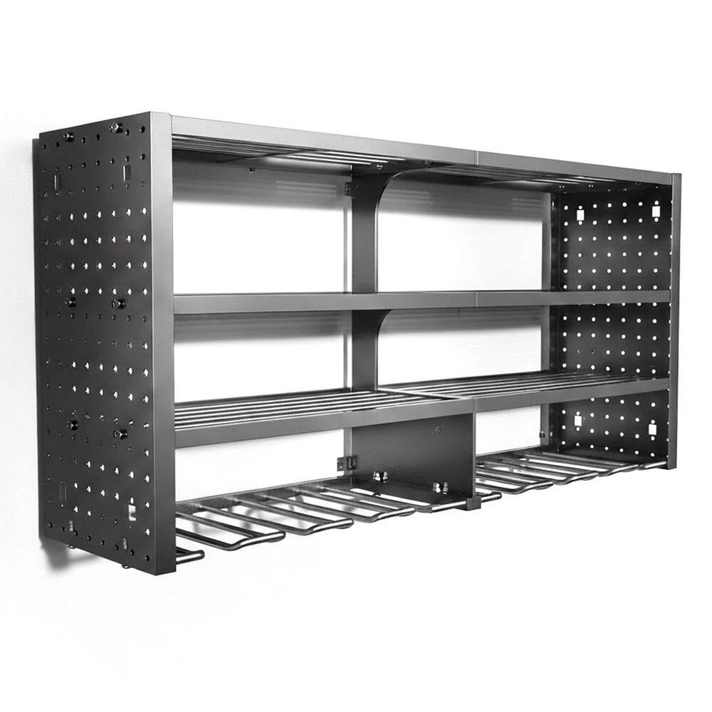 Garage Wall Rack 4-Tier Black Metal High-Capacity Tool Organizer with Drill Holders Modular Storage System price history on PriceWatchPro
