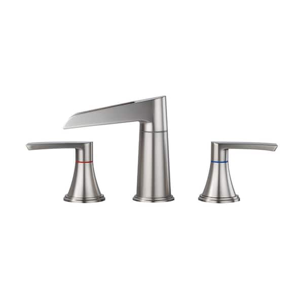 Flynama Double Handle Bathroom Faucet with Rotatable spout design in Brushed Nickel