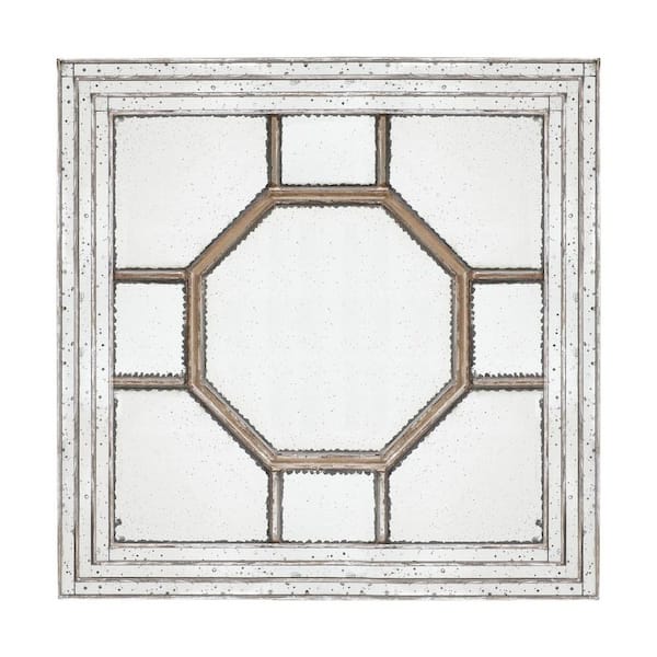 Unbranded 48 in. x 48 in. x 3 in. Distinctive Irving Decorative Square Wall Mirror, Wall Decor Silver Frame