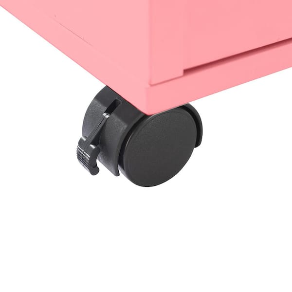 2-Drawer Pink Manufactured Wood 15.75 in. Rolling Vertical File Cabinet