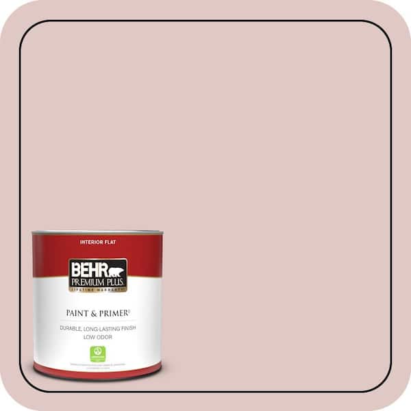 BEHR PREMIUM PLUS 1 qt. #160E-2 Pink Water Flat Low Odor Interior Paint & Primer
