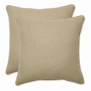 Solid Tan Square Outdoor Square Throw Pillow 2-Pack