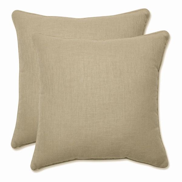 Pillow Perfect Solid Tan Square Outdoor Square Throw Pillow 2-Pack
