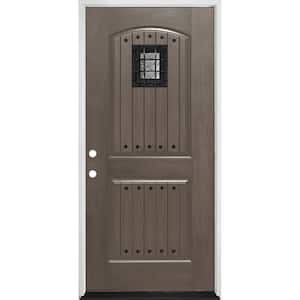 36 in. x 80 in. 2-Panel Right-Hand/Inswing Ashwood Stain Fiberglass Prehung Front Door with 4-9/16 in. Jamb Size
