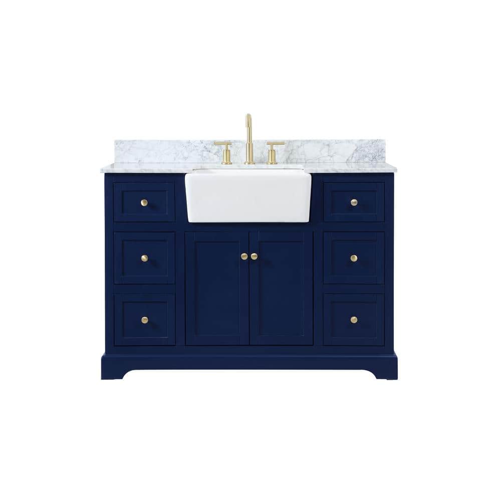 Timeless Home 48 in. W x 22 in. D x 34.75 in. H Bath Vanity in Blue with Ca