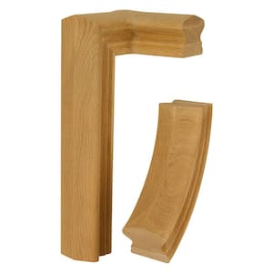 Stair Parts 7586 Unfinished White Oak Right-Hand 2-Rise Gooseneck with Cap Handrail Fitting