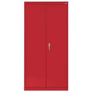 Classic Series ( 36 in. W x 72 in. H x 18 in. D ) Steel Combination Freestanding Cabinet with Adjustable Shelves in Red