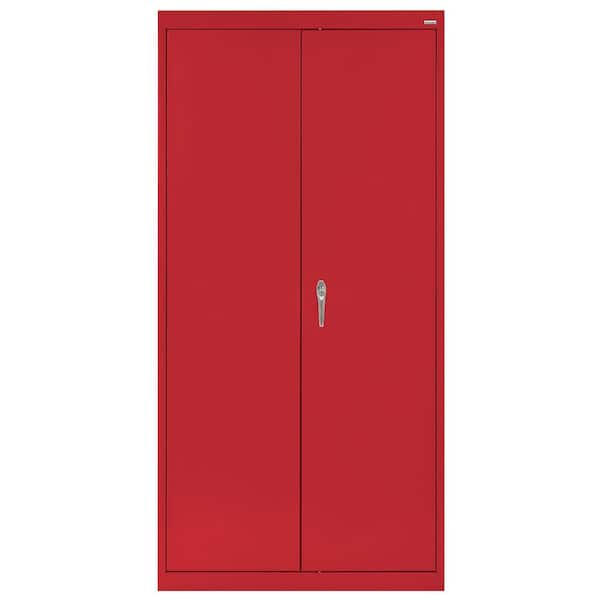Unbranded Classic Series ( 36 in. W x 72 in. H x 18 in. D ) Steel Combination Freestanding Cabinet with Adjustable Shelves in Red