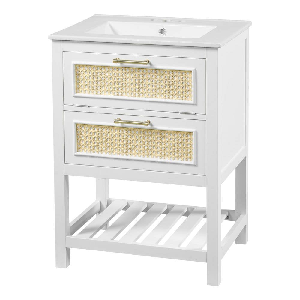 24.00 in. Freestanding White Bath Vanity with White Ceramic Top price history on PriceWatchPro