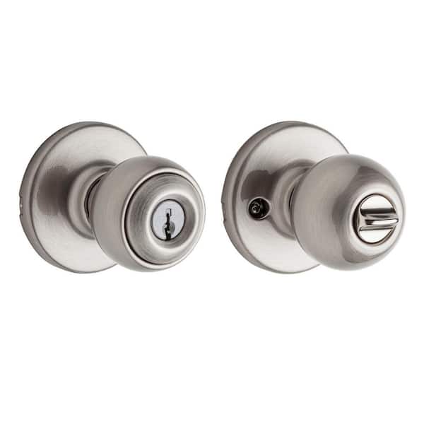 Polo Satin Nickel Keyed Entry Door Knob Featuring Microban Antimicrobial Technology