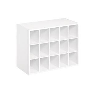 19.38 in. H x 24.13 in. W x 11.63 in. D White Wood Look 15-Cube Organizer