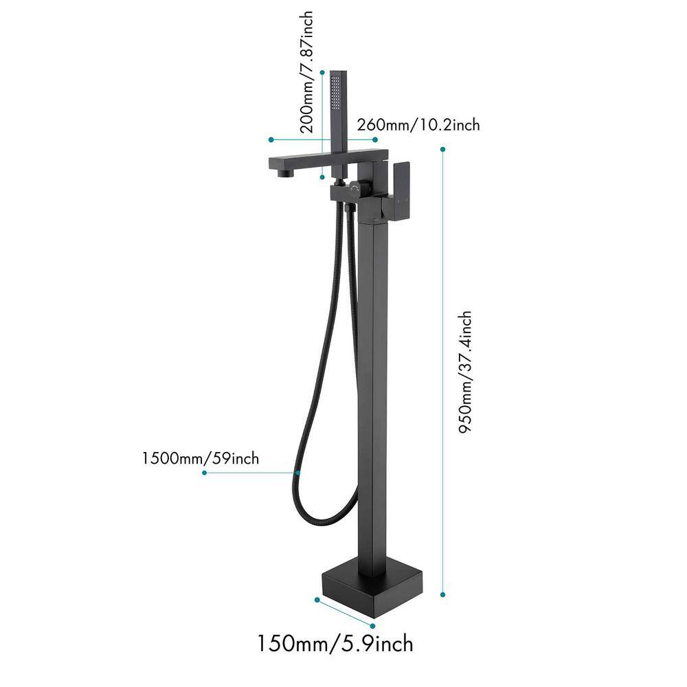 Matte Black Brass Floor-Mounted Freestanding Tub Filler