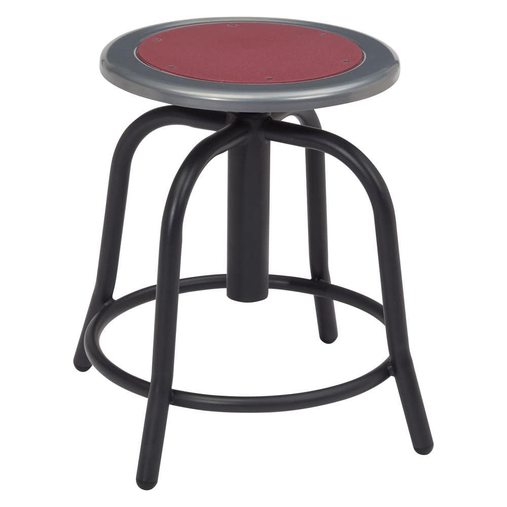Adjustable Height Burgundy and Black Steel Swivel Stool
