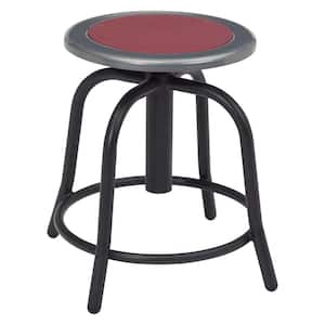 18 in. to 25 in. Height Burgundy Seat and Black Frame Adjustable Swivel Stool