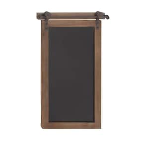 16 in. x  28 in. Wood Brown Chalkboard Sign Wall Decor with Barn Door Inspired Top