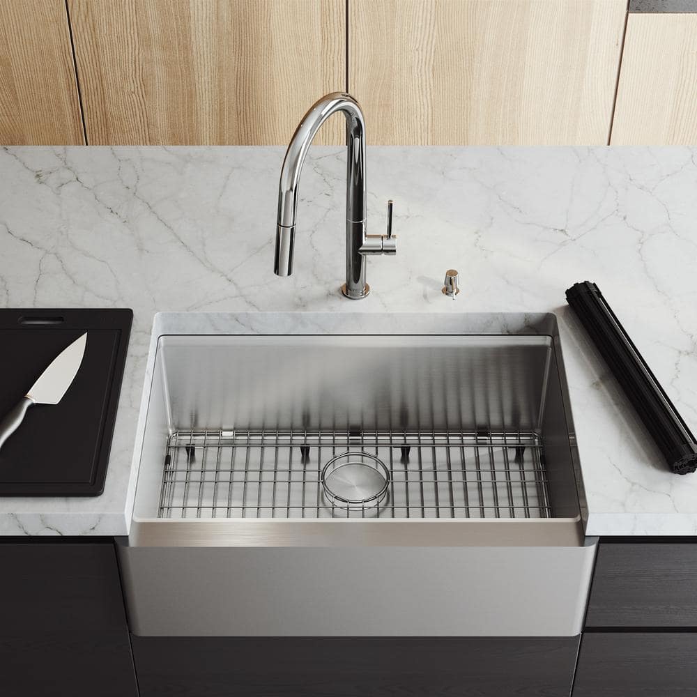 Oxford 30" Stainless Steel Farmhouse Kitchen Sink with Accessories
