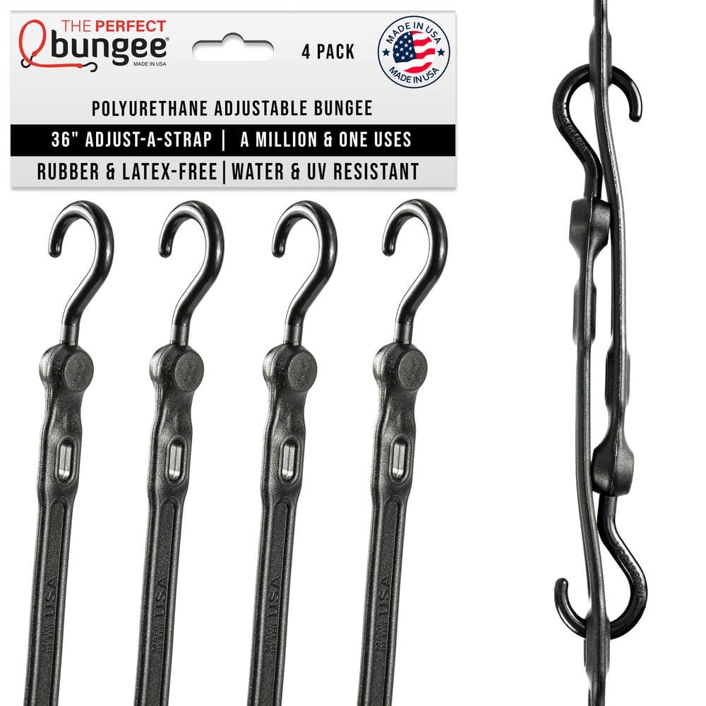 The Perfect Bungee 36 in. Adjust-A-Strap in Black (4-Pack