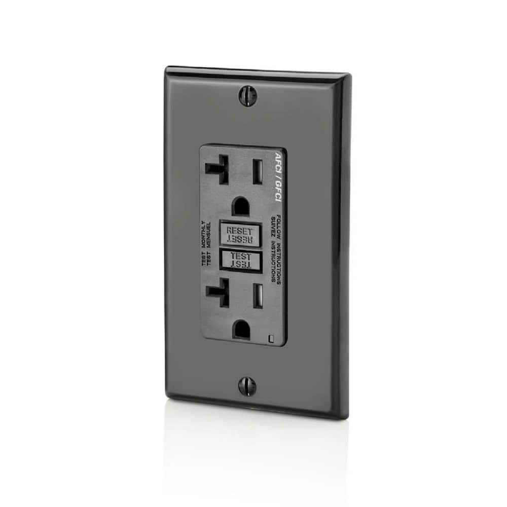 Black Tamper-Resistant Dual-Function AFCI/GFCI Outlet with LED Indicator