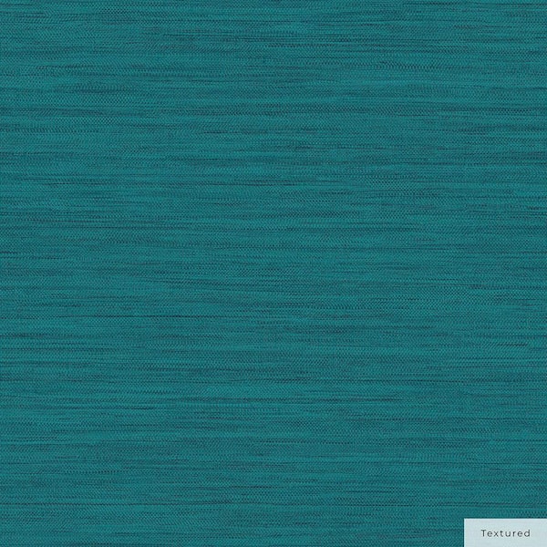Mediterranean Teal Faux Horizontal Grasscloth Vinyl Peel and Stick Textured Wallpaper Roll (Covers 28 sq. ft.)