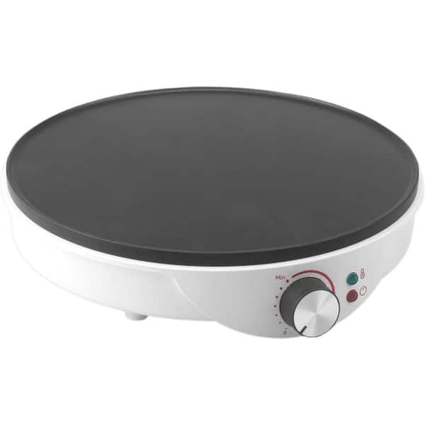 12-Inch White Nonstick Electric Crepe Maker 1-Piece with 5 Silicone Molds for Pancakes Eggs Tortillas Set