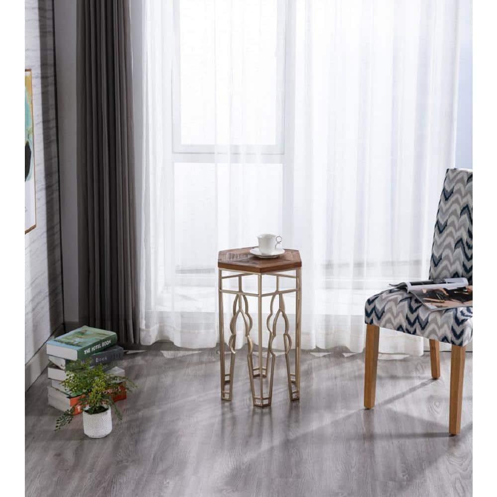 Genevieve Gold & Natural Fir Wood Round Nesting Tables