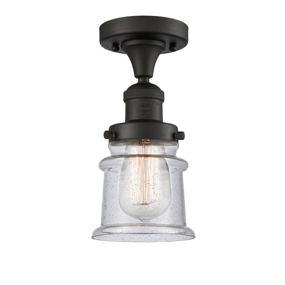 Innovations Canton 6 in. 1-Light Oil Rubbed Bronze Semi-Flush Mount with Seedy Glass Shade -  517-1CH-OB-G184