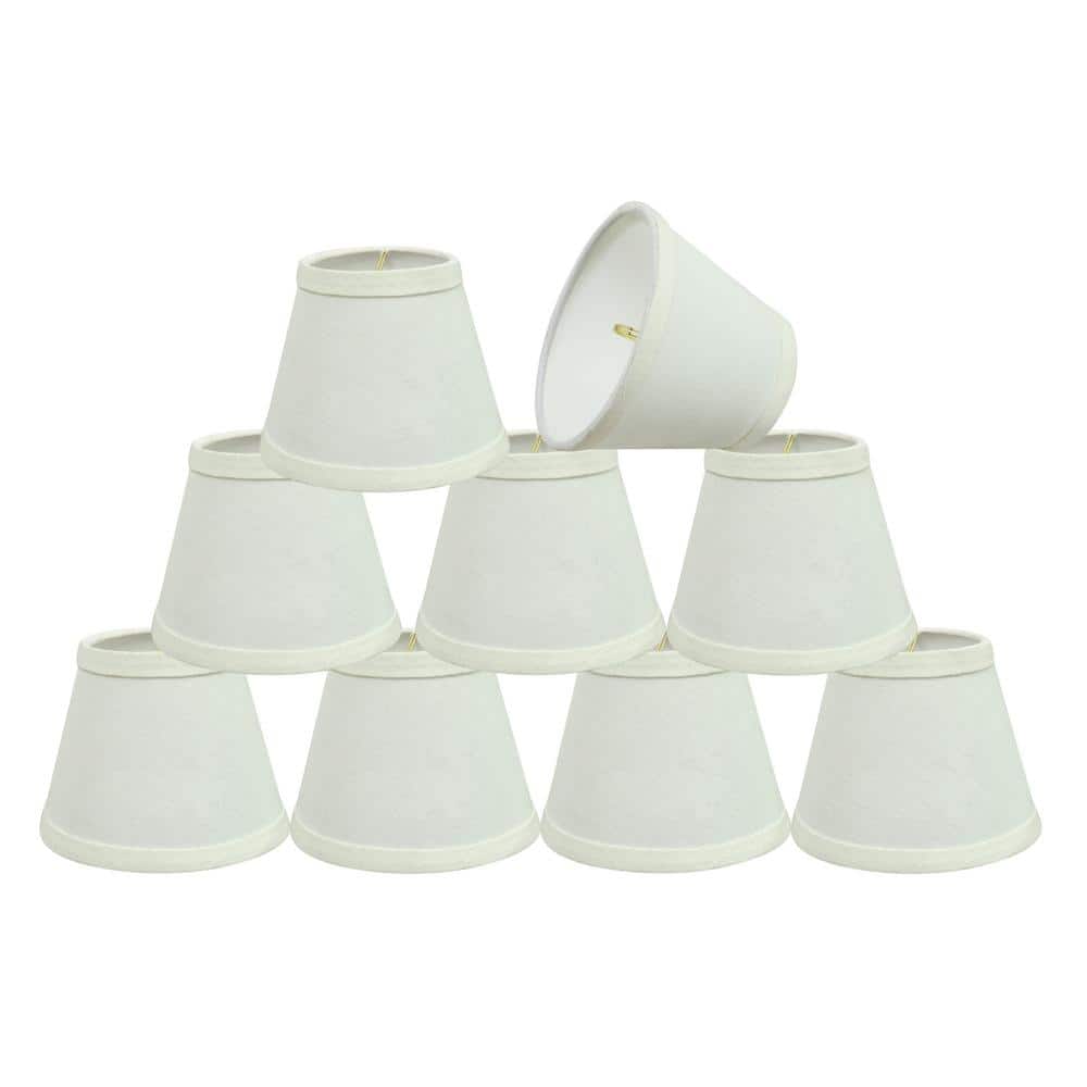 White Linen Empire Clip-On Chandelier Lamp Shades, Set of 9