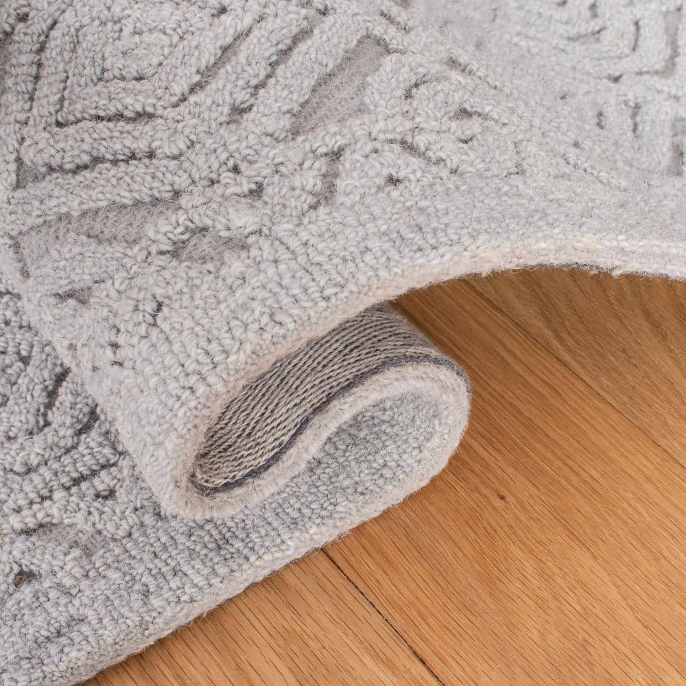 Gray Geometric Handmade Wool 6' x 9' Tufted Area Rug