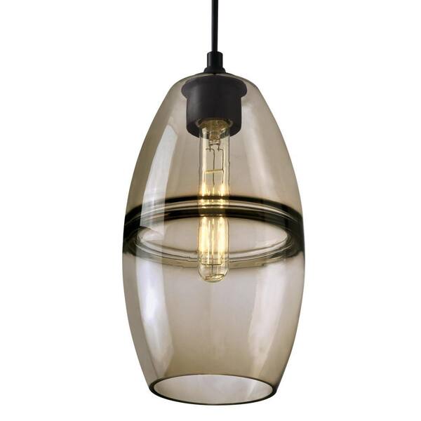 Westinghouse Soren 1-Light Matte Black Mini Pendant with Ash Glass 