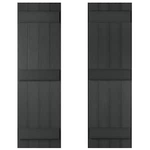 14 in. x 63 in Recycled Plastic Board and Batten Stonecroft Shutter Pair in Black
