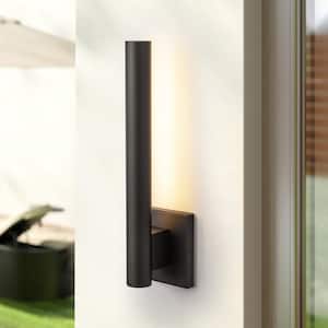 Paree 15 in. Black Metal Linear Outdoor Light 3000K IP54 Waterproof Hardwired Wall Lantern Sconce Integrated LED