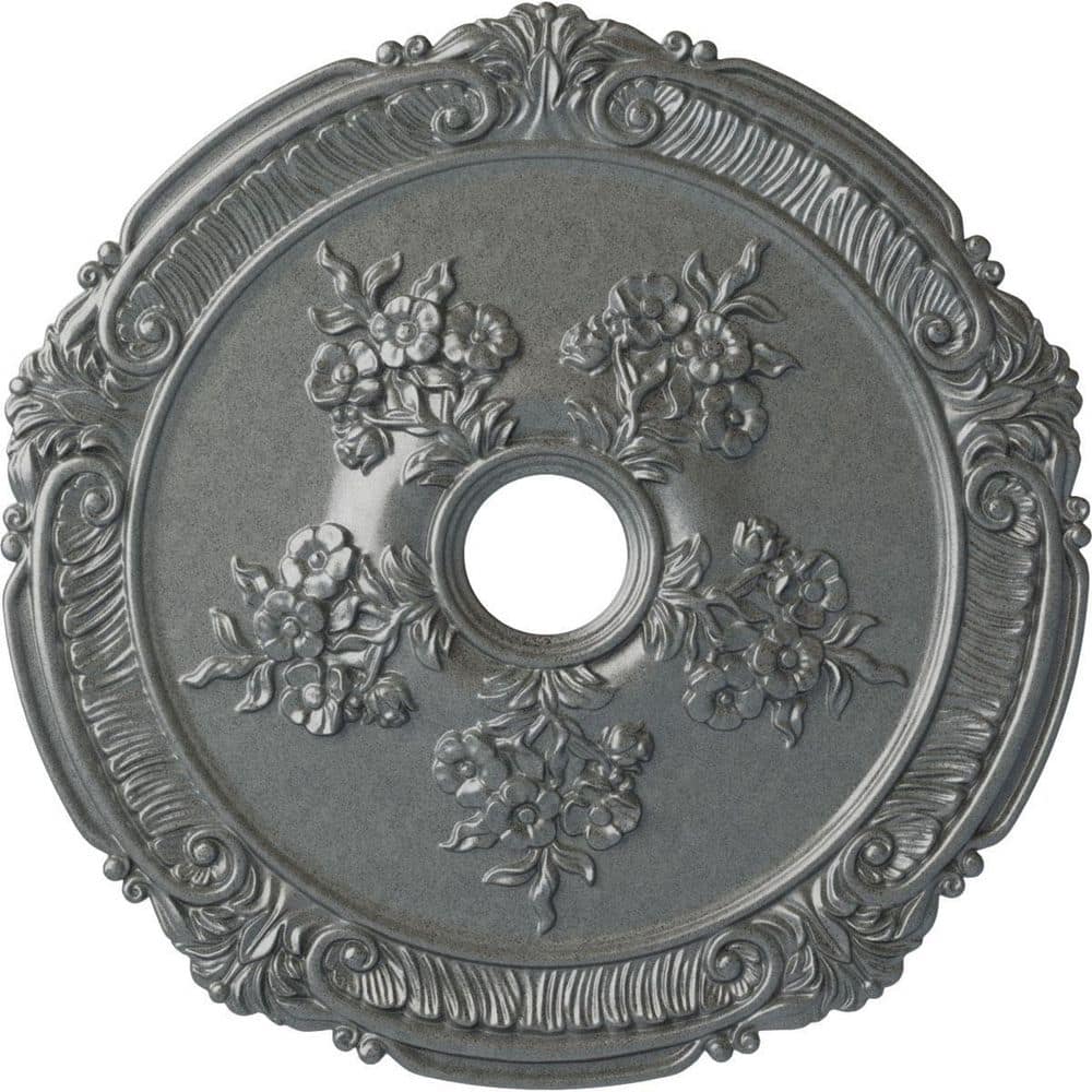 Attica with Rose Hand-Painted Platinum Ceiling Medallion, 26 in