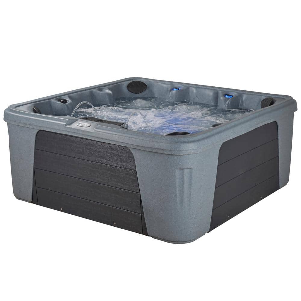 Gray 7-Person Square 30-Jet Polyethylene Hot Tub