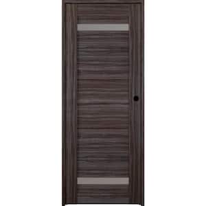 18 in. x 80 in. Perla Left-Hand Solid Core 2-Lite Frosted Glass Gray Oak Wood Composite Single Prehung Interior Door
