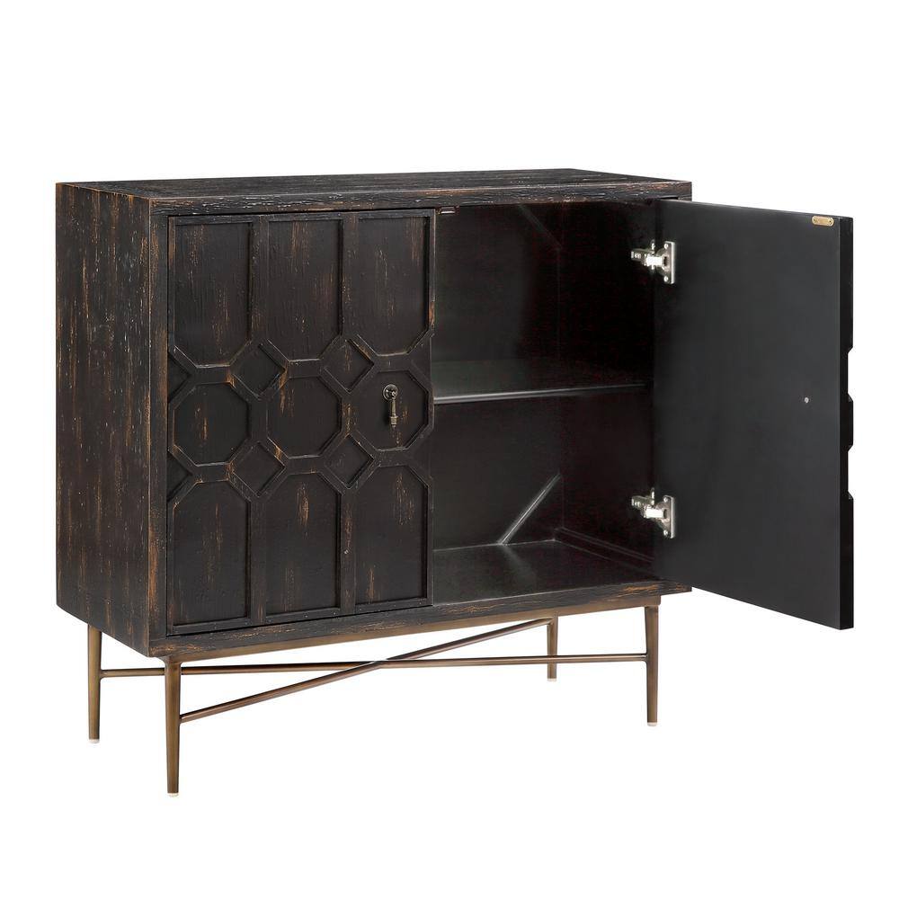 Hanley Black MDF and Metal 2-Door Accent Cabinet