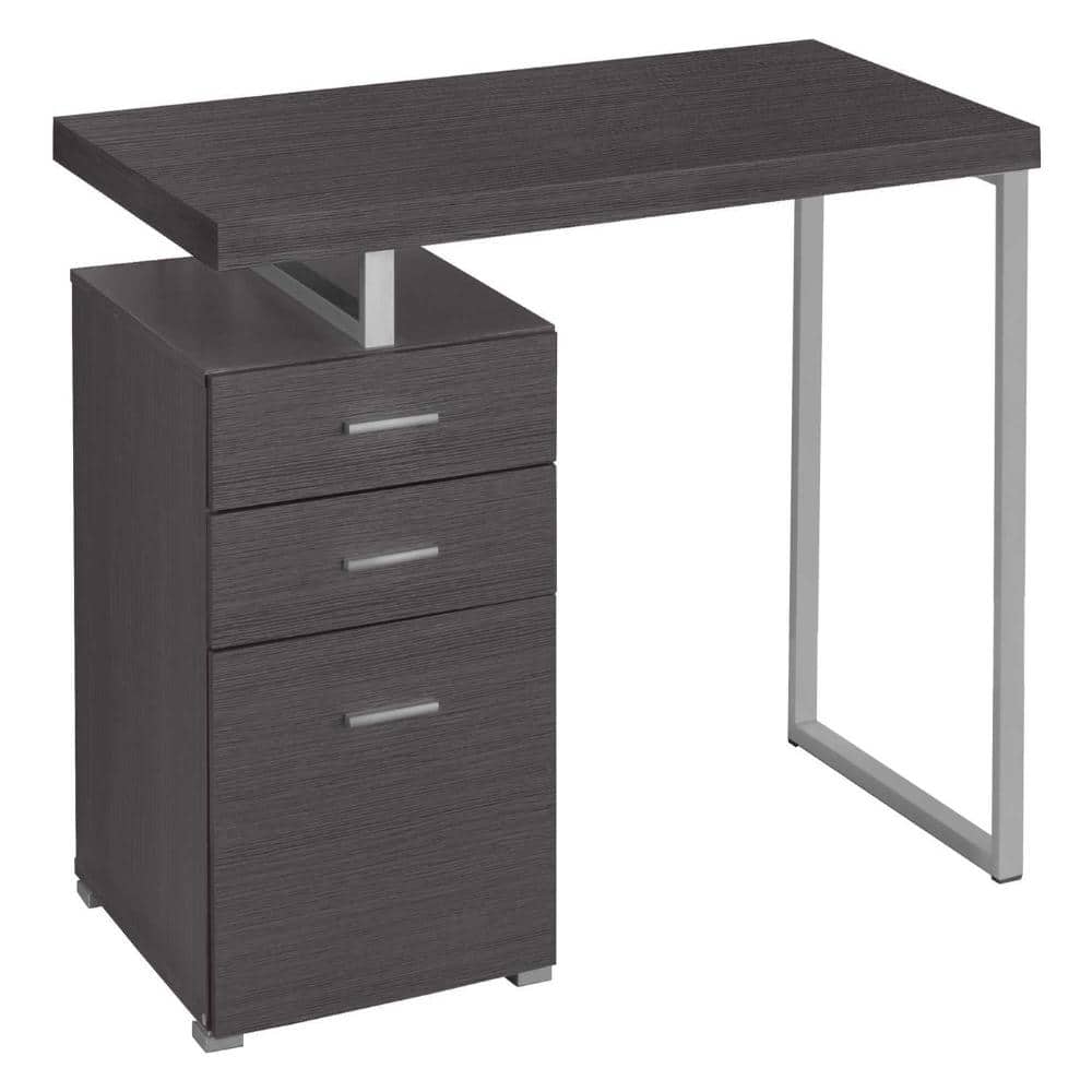 Gray Laminate Desk, Reversible Left or Right, U-Shaped Leg, File Drawer