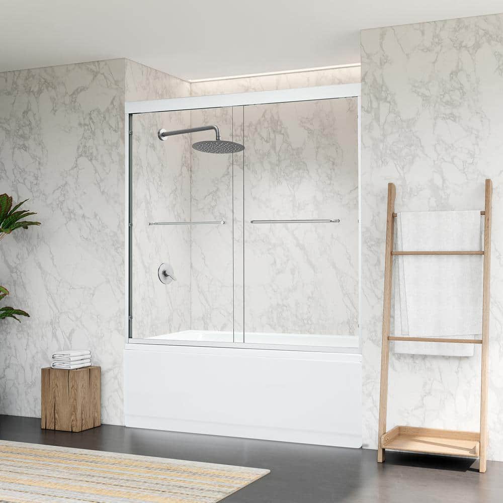 Ennis 60" Polished Chrome Framed Tub Door with Clear Glass