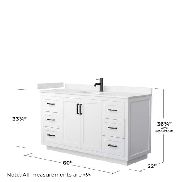 Miranda 60 in. W Single Bath Vanity in White with Cultured Marble Vanity Top in Light-Vein Carrara with White Basin