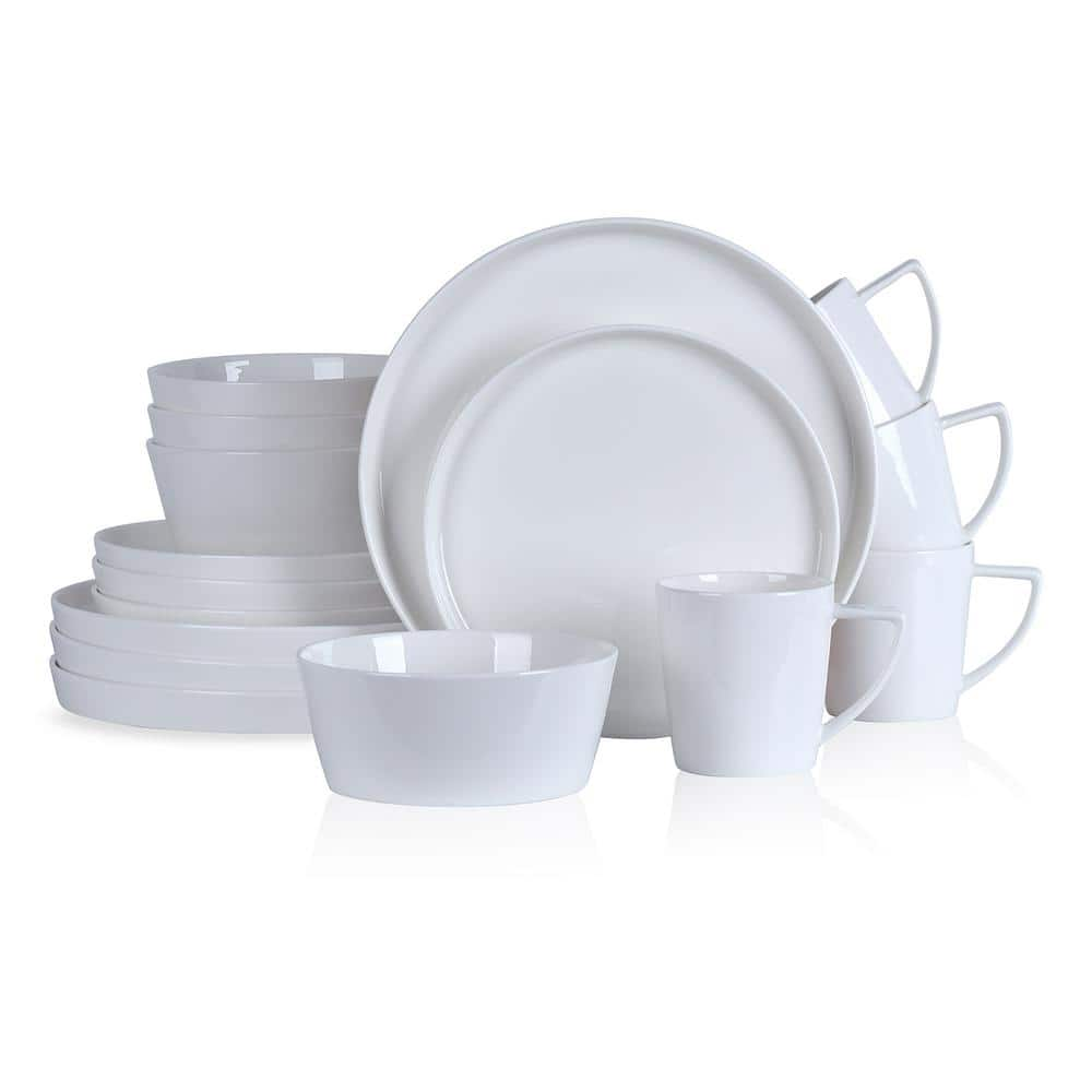 STONE LAIN Madeline 16-Piece Dinnerware Set Bone China, Service For 4, White