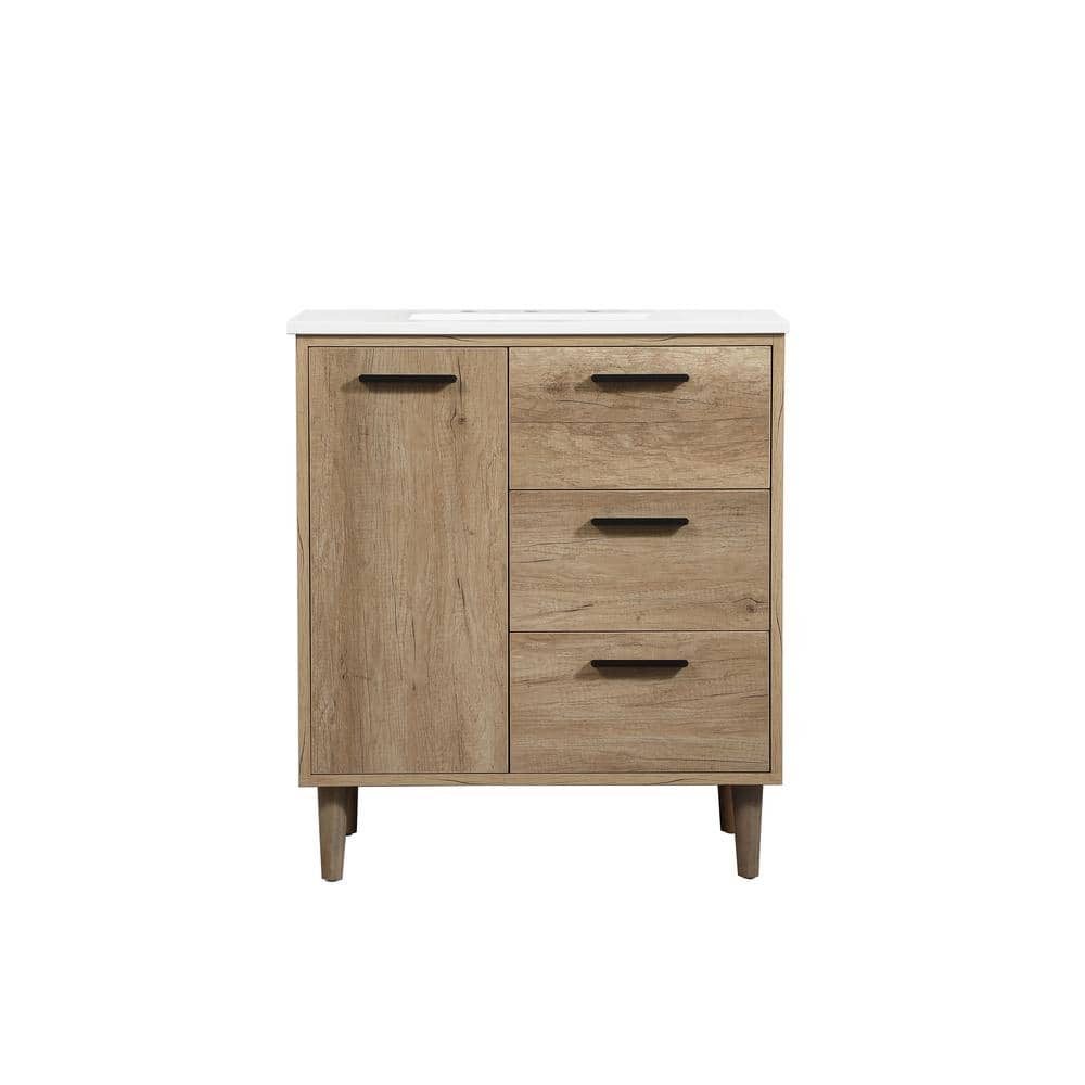 Timeless Home 30 in. W x 19 in. D x 34 in. H Bath Vanity in Natural Oak wit