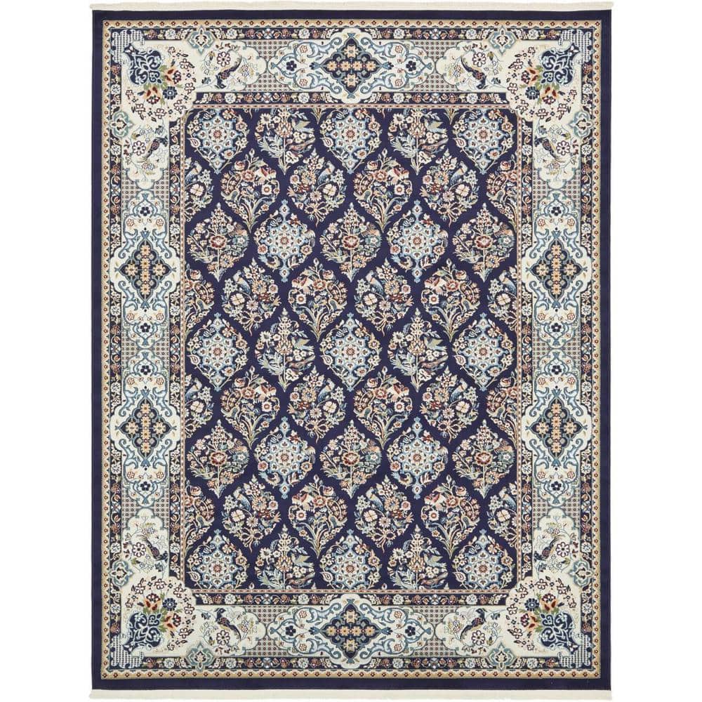 Narenj Collection Area Rug - Sheffield (7 ft. 10 in. x 10 ft. Rectangle Navy Blue/Beige) price history on PriceWatchPro