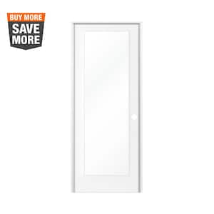 36 in. x 80 in. 1-Lite Clear Solid Hybrid Core MDF Primed Left-Hand Single Prehung Interior Door