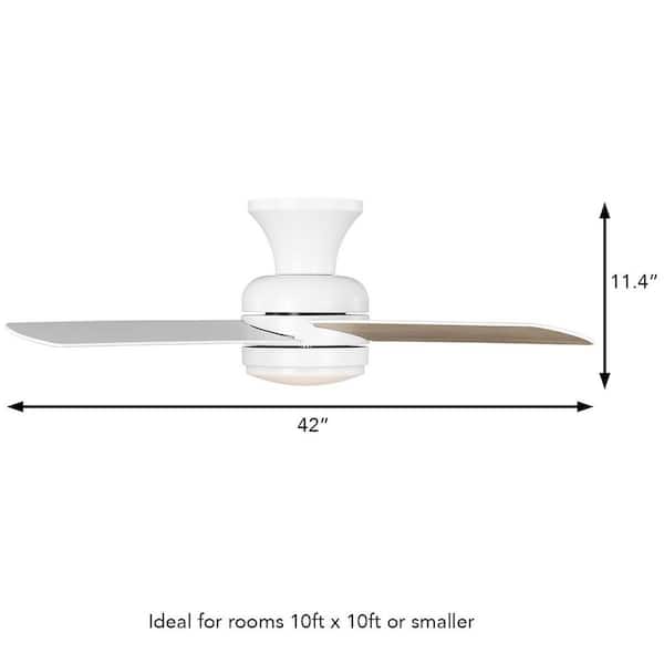 Hampton Bay Cardiff 42 in. Matte White Flush Mount Standard Indoor