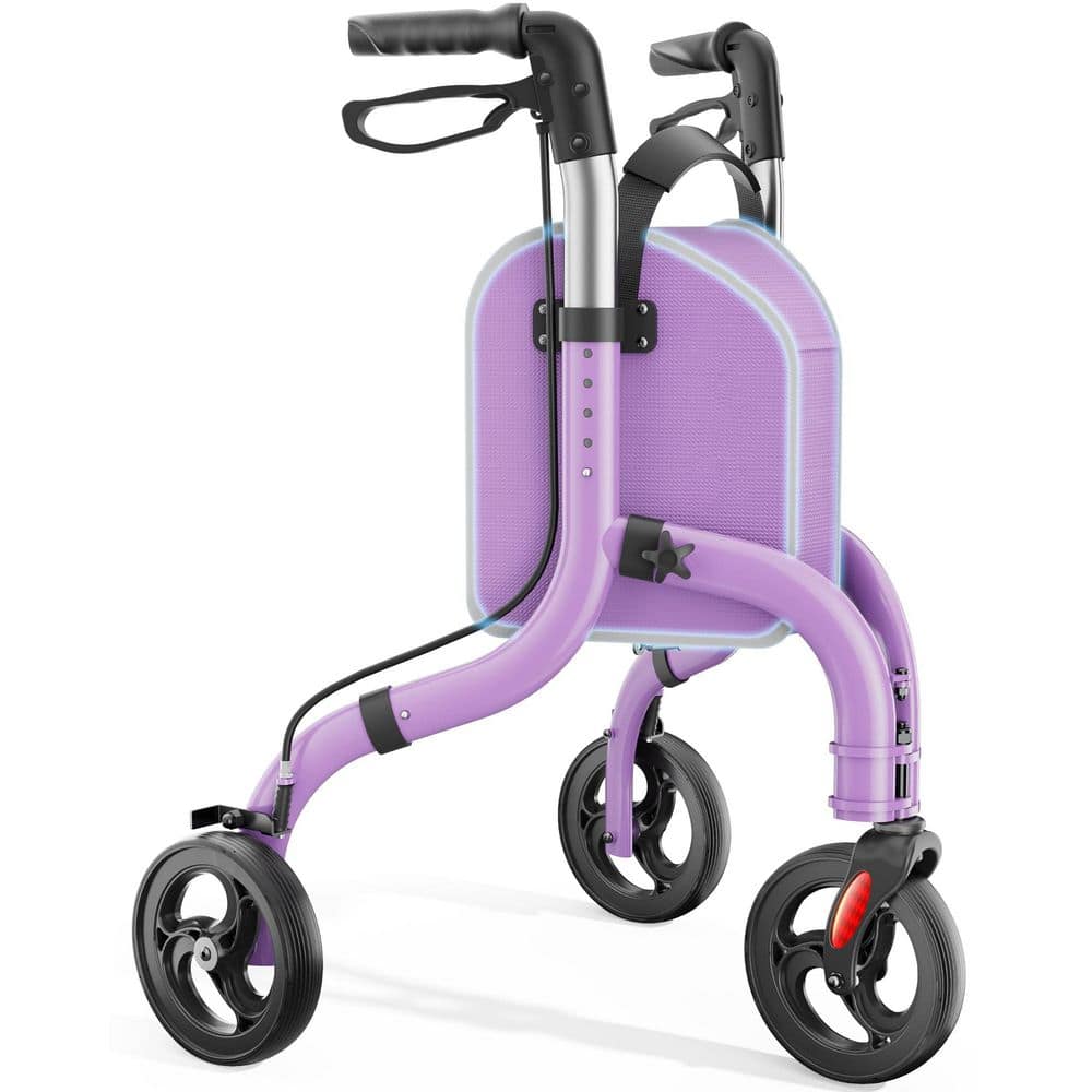Foldable 3-Wheel Walkers for Seniors, Lightweight Aluminum Walker Rollator with Removable Storage Bag in Purple price history on PriceWatchPro