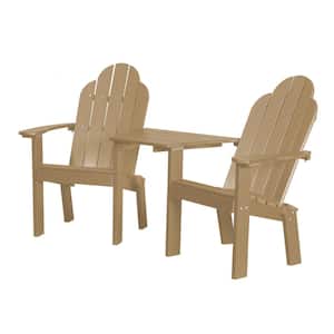 Classic Weathered Wood Plastic Outdoor Deck Chair Tete-A-Tete