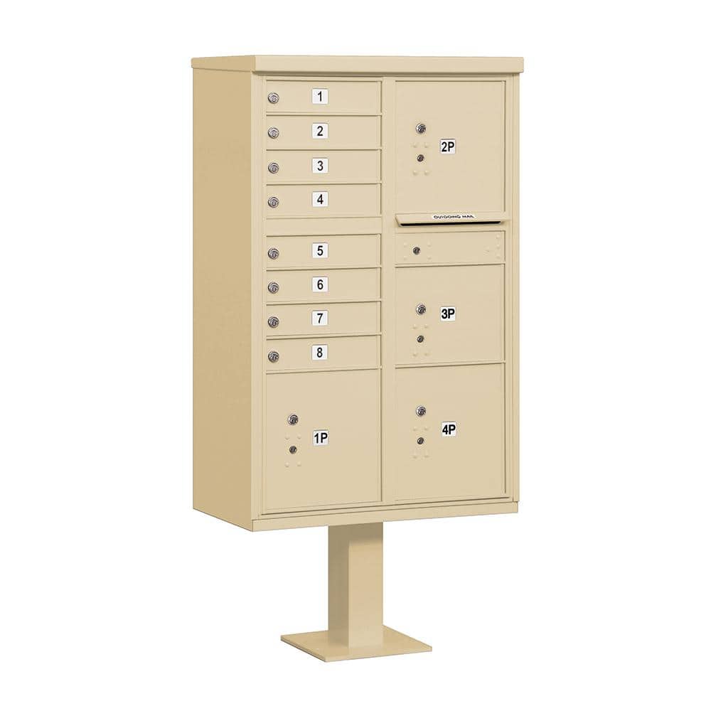 8 A Size Doors, 4 Parcel Lockers and Pedestal USPS Access Cluster Box Unit 