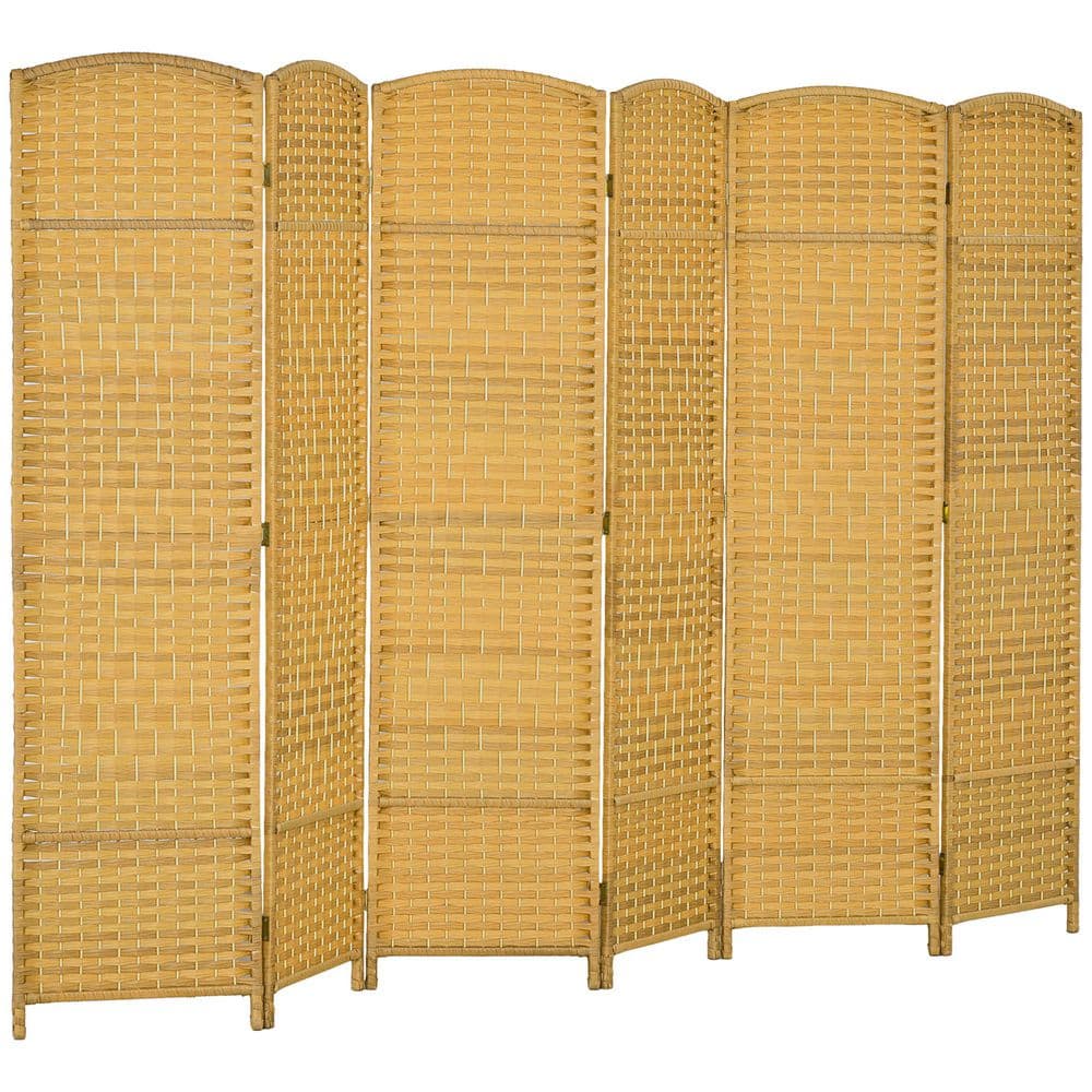 6 ft. Natural Tall Room Divider Weave Fiber Folding Privacy Screens (6-Panel)