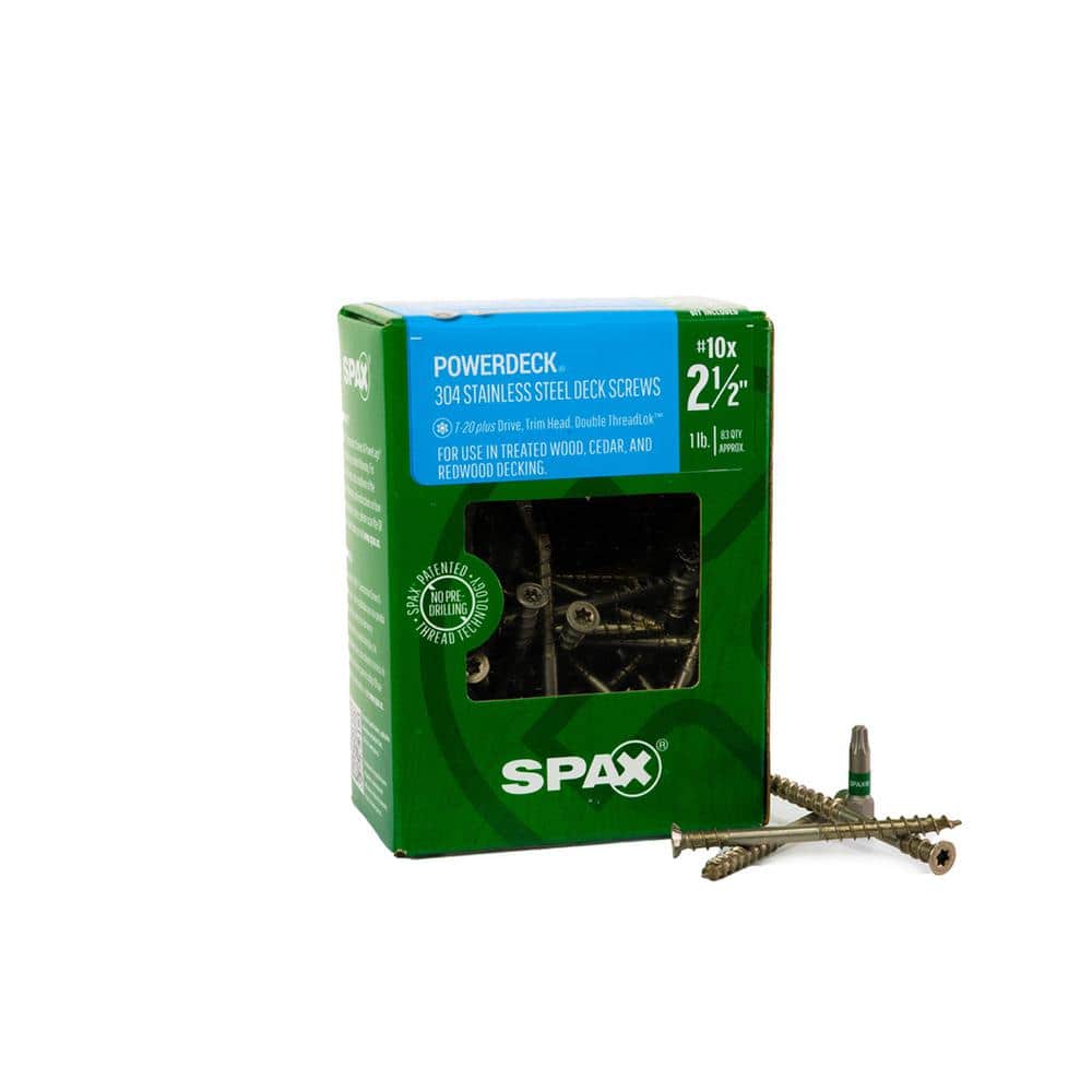 "#10 x 2-1/2 in. Exterior Trim Head Stainless Steel Wood Deck Screws Powerdeck Torx T-Star Plus(83 Each)1 LB Bit Included" price history on PriceWatchPro