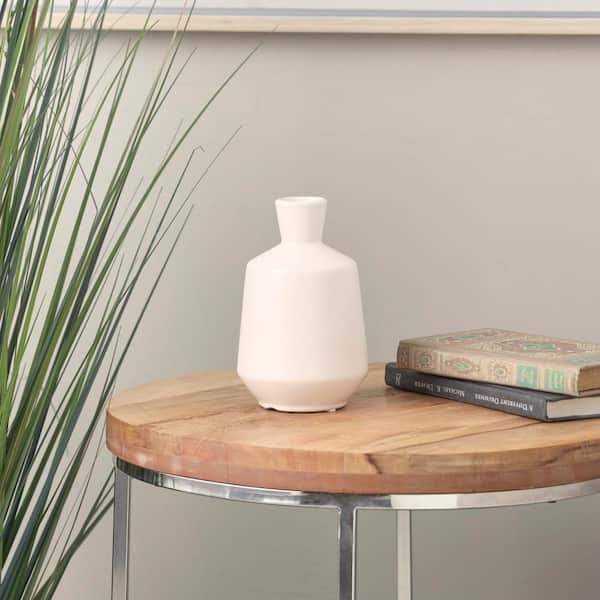 Litton Lane Cream Minimalistic Ceramic Decorative Vase